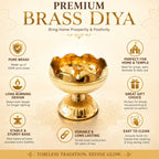 Brass Diya Pure Brass Traditional Oil Puja Lamp for Temple, Mandir, Festival Decoration, Home Decor & Diwali Gift (Flower Bloom, Set of 6)