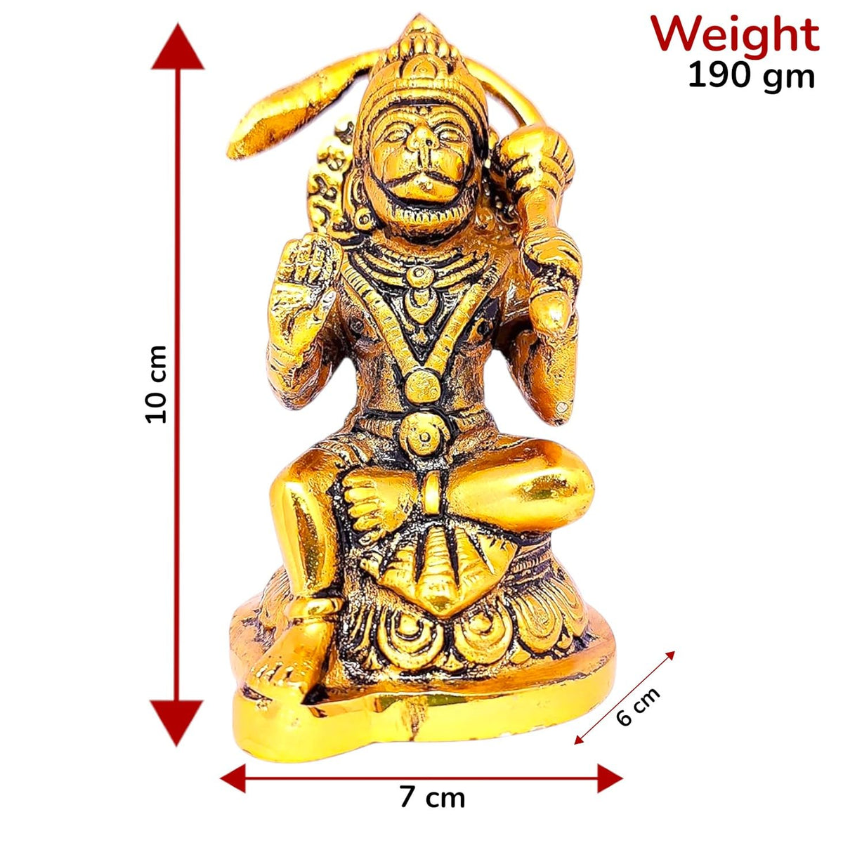 KridayKraft Hanuman ji Metal Statue,Bajrangbali Murti for Pooja & Decor Your Home,Office,Religious Idol Statue Gift Purpose,Table Showpiece Figurines,(Pack of 1 Hanuman Ji Murti) for Car Dashboard...