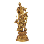 ARTVARKO Big Brass Lord Murli Manohar Krishna Krishan Brass Statue Murti for Temple Puja Gift & Home Décor Height 15 Inches