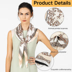 Flavizo Satin Silk Scarf for Women Stylish - White Square Head Scarves | Lightweight Elegant Bandanas for Ladies - White