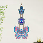 Artvibes Hamsa Hand Butterfly Evil Eye Wall Hanging for Home Entrance | Protective MDF Wall Decor | Decorative Art for Living Room | Bedroom | Office & Main Door | Gift Item (WH_8583N)