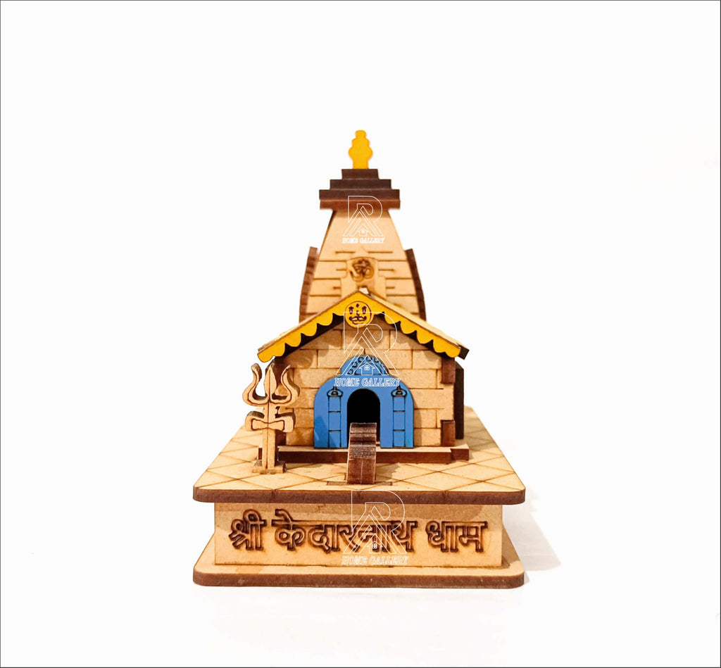 AAR Home Gallery Kedarnath 3D Wooden Temple Model for Car Dashboard, Office Desk, Home Pooja Room Pack of 1pcs Brown