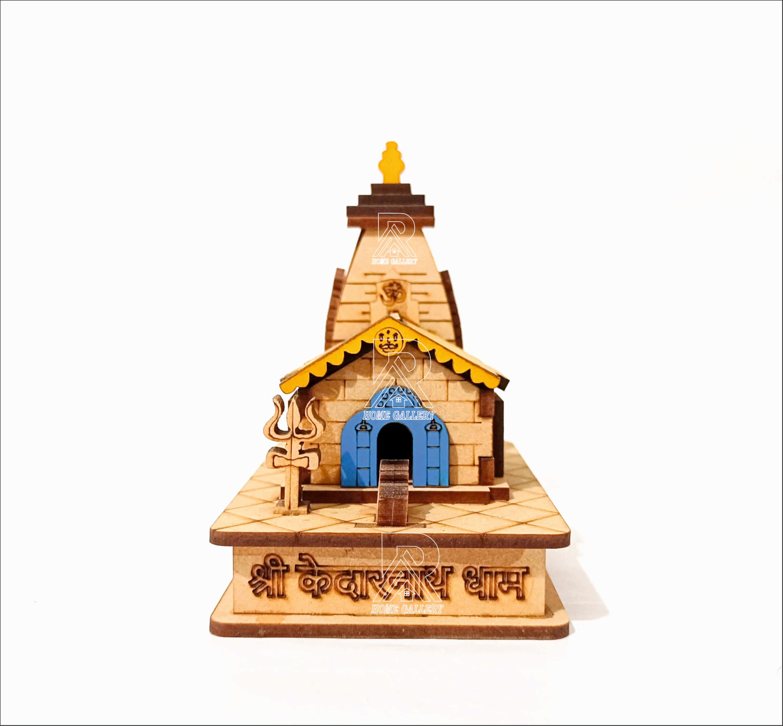 AAR Home Gallery Kedarnath 3D Wooden Temple Model for Car Dashboard, Office Desk, Home Pooja Room Pack of 1pcs Brown