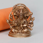 ARTVARKO Brass God Panchmukhi (Five Faced) Bajrangbali Sankat Mochan Hanuman Idol Statue Murti for Home Office Entrance Decor Temple Mandir Pooja Puja Antique Gold 3.5 Inches