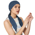 The Headscarves Women Bamboo Pre Tie Ultra Soft Slip on Scarf Headwear For Chemo Patient Free Size (HS107 Metallic)