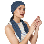 The Headscarves Women Bamboo Pre Tie Ultra Soft Slip on Scarf Headwear For Chemo Patient Free Size (HS107 Metallic)