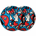 Zimittory Premium Round Cotton Dining Table Mats Set of 2 | Washable Heat Resistant Food Mat | Circular Dining Table Hot Plate Mats & Coaster for Hot Utensil (14-inch/Pablo Pop) Kafalo