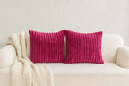 AWARD VELVETS Premium Faux Rabbit Fur Plush Luxury Soft Fluffy Striped Decorative Throw Pillow/Cushion Covers for Sofa, Couch, Living Room - (Dark Pink, 16 x 16 inch) Set of 1