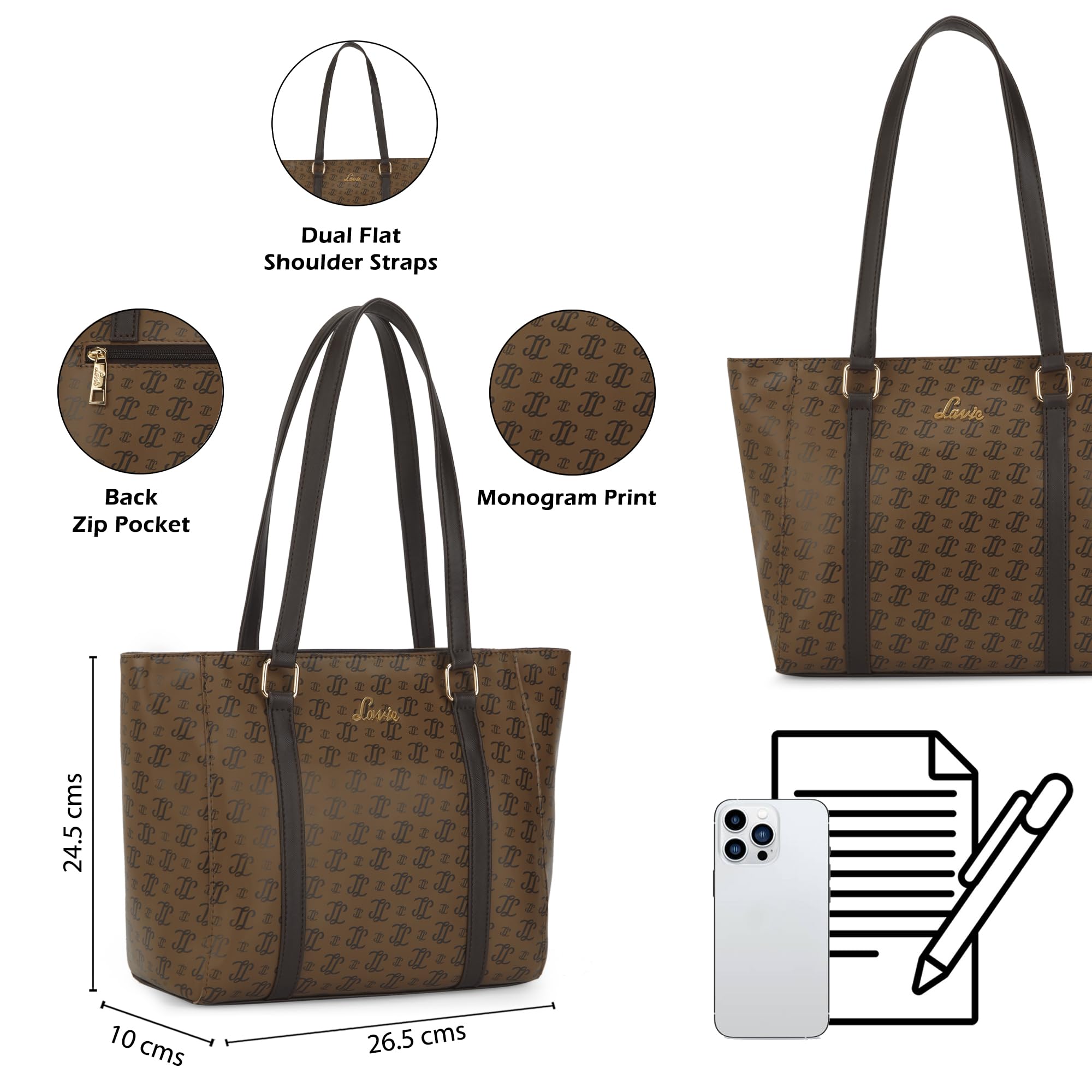 Lavie Women's Betula Tote Handbag | Ladies Purse Handbag | Bag for Women | Rakhi Gift for Sister