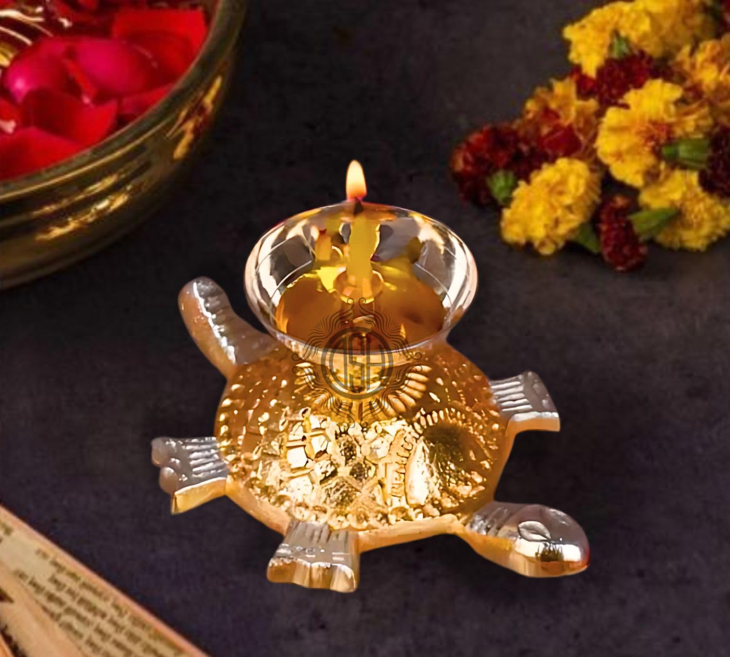 DSH Tortoise Diya for Puja with Velvet Box Tortoise Oil Lamp Diya Deepam Deepak for Pooja Return Gifting.( LM-DYA-TRTOISE-DT ) (4)