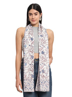 Ravaiyaa - Attitude is everything Women White & Multi Hand Block Floral Printed Cotton Scarf 71 X 21 Inch