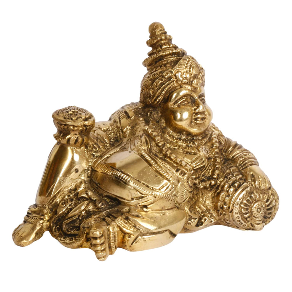ARTVARKO™ Lord Kuber Maharaj Resting Brass Murti Statue for Treasure Wealth Tijori Locker Money Safe Kubera Idol for Vastu Dosh Nivaran Prosperity Home Décor 5.5 Inch