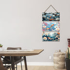 Artvibes Water Lily and Koi Fish Wooden Art Decoration Item for Living Room | Art For Wall | Wall Sculpture | Signs & Plaques | Festive Decor | Aesthetic Wooden Decor | Unique Gift Items (WH_9436N)