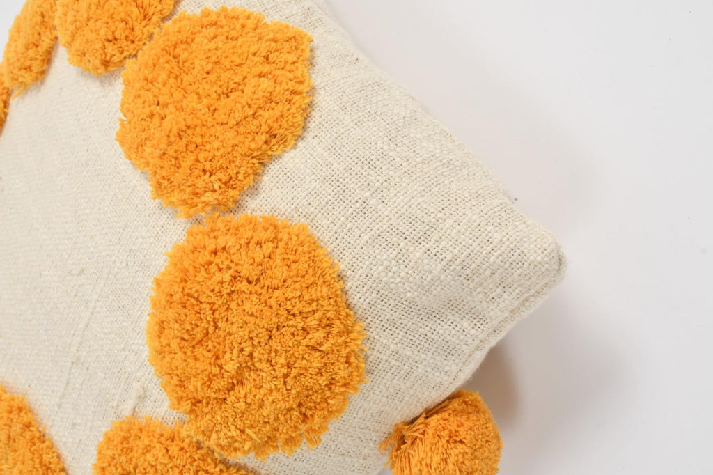 Furnistitchs Premium Decorative Throw Cushion Pillow Cover Boho Home Decor - Living Room Bedroom Couch Sofa Cushion Covers 16 inch x 16 inch (2, Yellow Circles)