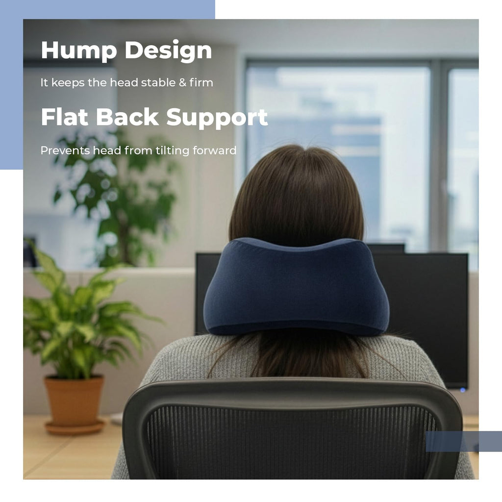 Galpino Mart Neck Rest Pillow & Eye Mask Combo for Travel | Ergonomic Neck Support Cushion with Soft Sleeping Eye Mask | Ideal for Flight, Car, Office & Home Relaxation (Blue)