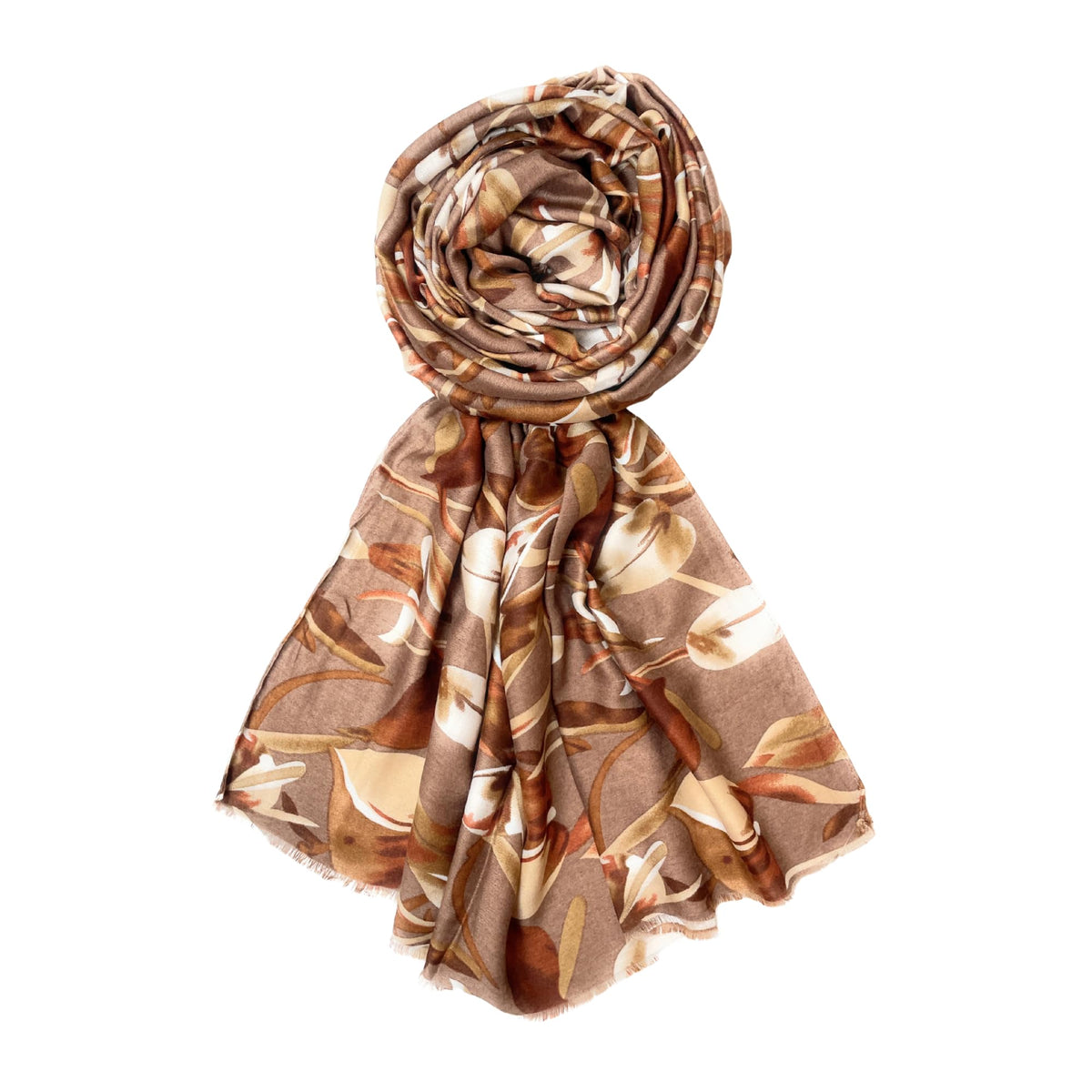 FAHABO Scarf for Women Stylish Print Viscose Cotton | Hijab Scarf | Stole | Soft, Lightweight, and Latest Scarves | 71 x 33 Inches (Blossom Brown)
