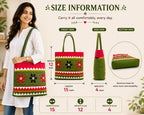 SriShopify Handcrafted Women’s Tote Bag Bridal Handbags for Wedding Ethnic Designer Handle bag Olive Mehndi birthday sankranti gift items for ladies (30x40x10 cm Original Mirror Work Stylish Applique)