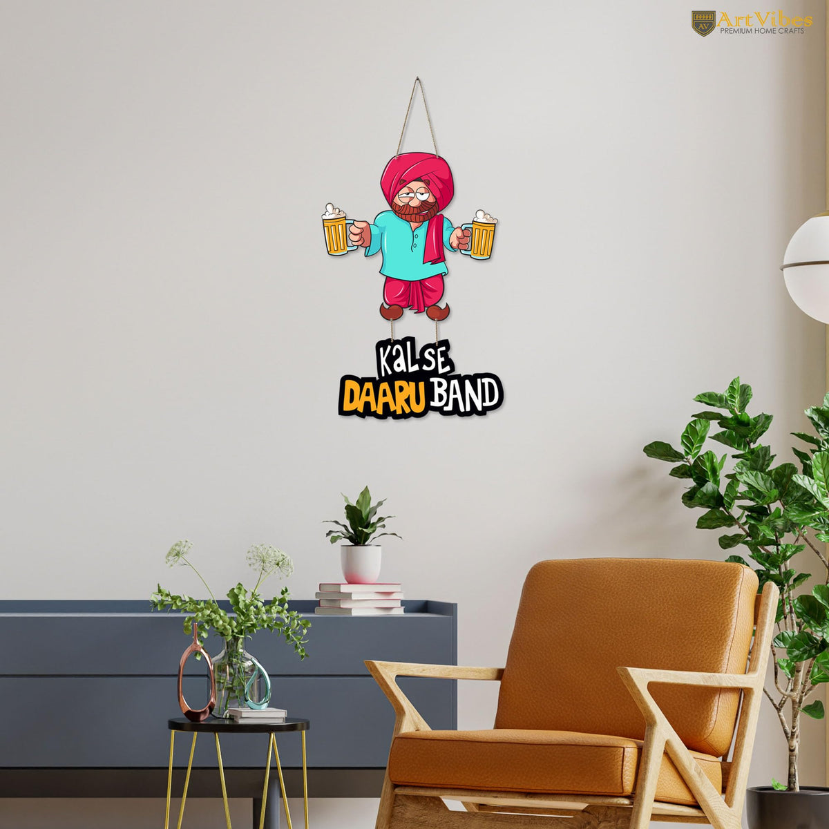 Artvibes Kal Se Daaru Bandh Printed Wooden Wall Hanging for Living Room | Quotes Decor Item | Printed Wall Decoration | Wall Poster | Graphic Print Artwork | Unique Gift | Cafe Decor(WH_5727N)