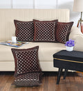DECOMIZER Jacquard Geomteric Cushion Covers 16 Inch X 16 Inch Set Of 5 Ethnic Motifs Cushion Covers,Design- Star,Color- Coffee, 240 TC