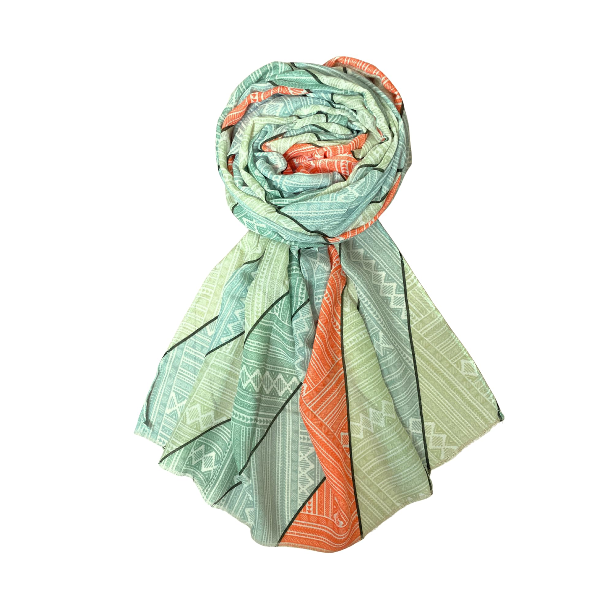 FAHABO Digital Print Mal Mal Cotton Scarf for Women – Soft, Lightweight Hijab, Head & Neck Wrap | Stylish Fashion Scarf (Emerald Green,Tea Green, Tangerine)