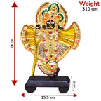 KridayKraft Shri Banke Bihari ji Vrindavan Maharaj Krishna Laddu Gopal with wodan Base Metal Statue Showpiece Figurines,Religious Idol Gift Article.