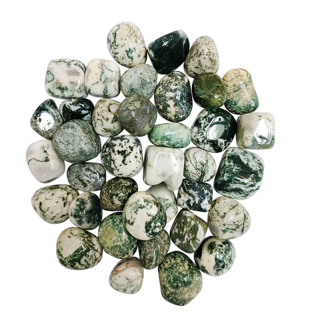 Tree Agate Tumble Stone 50 Gm | Natural Healing Crystal for Calm Energy, Emotional Stability & Growth | Polished Pebble Stones for Meditation, Spiritual Home Decor, Vastu & Gifting (2-4 Pcs)