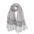 JAHAN TEXTILE white Floral Printed Scarf for Women | Soft Lightweight Dupatta/Stole with Tassels | Elegant Ethnic & Casual Wear Wrap | Stylish Designer Shawl for All Seasons (White1)