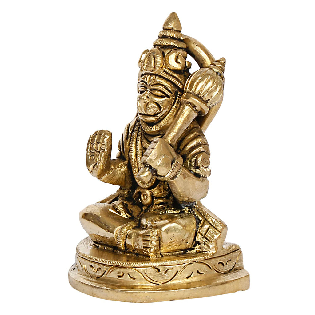 ARTVARKO Brass Bajrangbali Murti Hanuman Ji Idol Statue Home Office Temple Puja 3.25 Inch