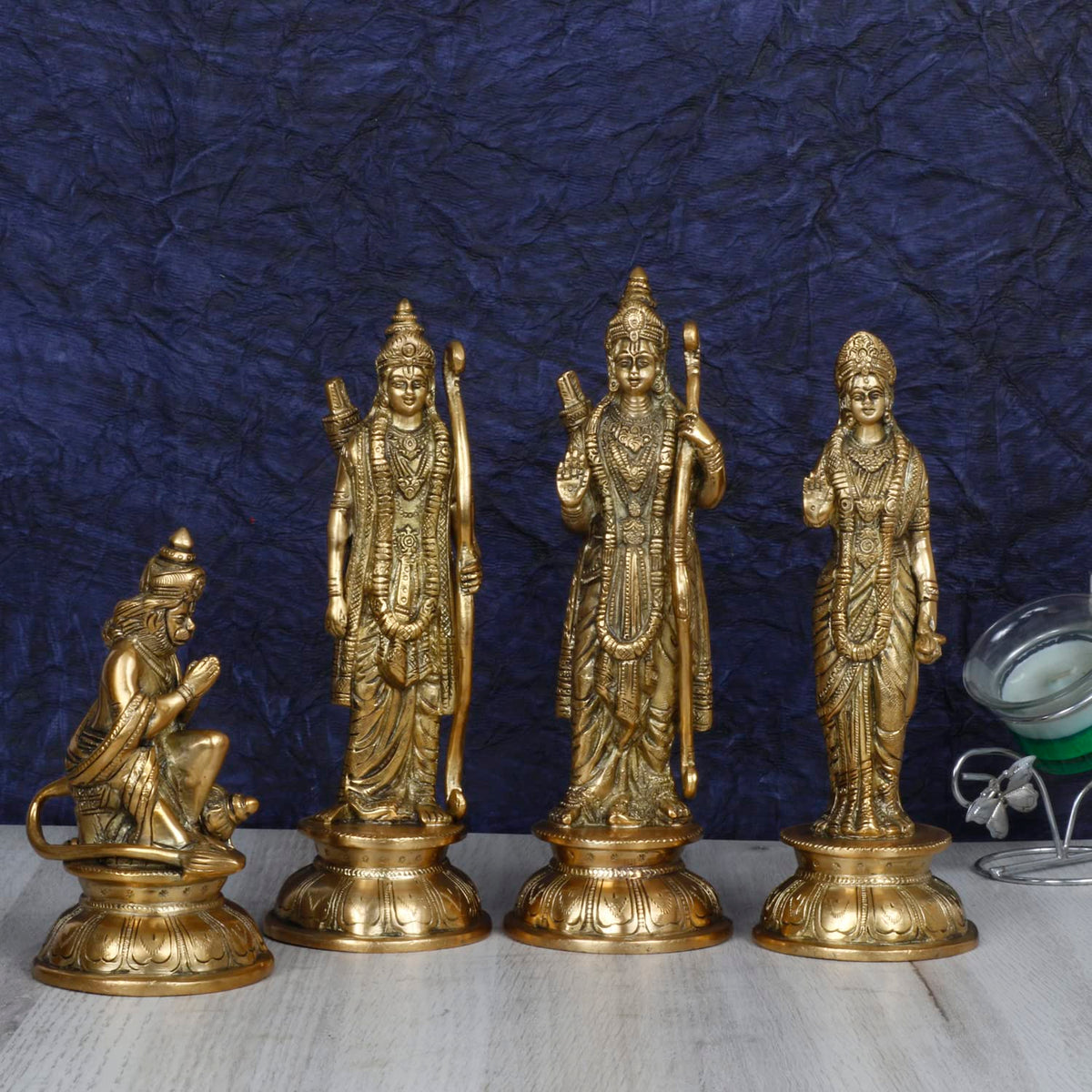 ARTVARKO Brass Ram Darbar Murti Lord Rama Laxman and Sita Religious God Statue Spiritual Home Decor Pooja Temple Shrine Home Décor 9 Inches