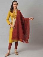 Red Acrylic Yarn-Dyed Women'S Shawl (Size: Free Size)-24NOA80038-603080