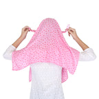 7 season's Cotton Scarf Cum Mask Universal Size Usable for vehicle Driver for sunlight UV protection White Printed Design… (Pink Heart - S)