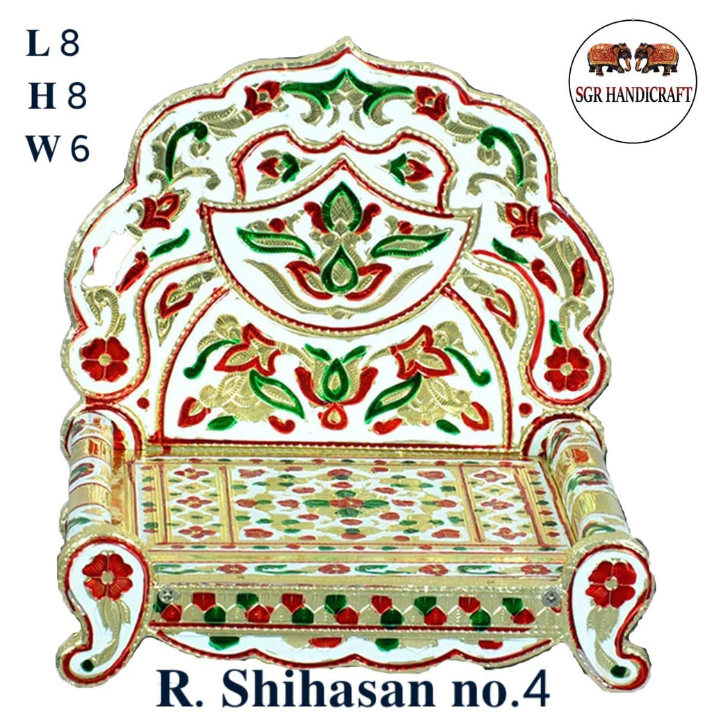 Handicrafts SRS Meenakari Gold Plating Antique Design Shihasan/Asan with Premium Look
