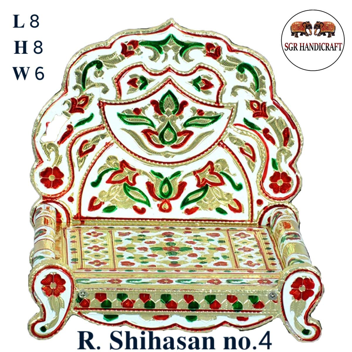 Handicrafts SRS Meenakari Gold Plating Antique Design Shihasan/Asan with Premium Look