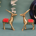 ARTVARKO Brass Decorative Animal Deer Dear Sitting Figurine Statue Pair Showpiece Vastu and Return Gift