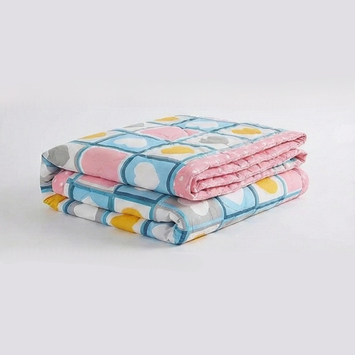 Trehna 100% Cotton Blanket for Summer, AC Comforter, Cooling Quilt, Classic Printed Design (Heart, Double) Kafalo