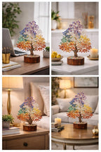 YADAVA Natural Seven Chakra Gemstone Money Tree for Positive Energy & Good Luck | Feng Shui Crystal Bonsai Showpiece for Living Room & Office | Healing Crystals Spiritual Home Decor Gift (300 Beads)