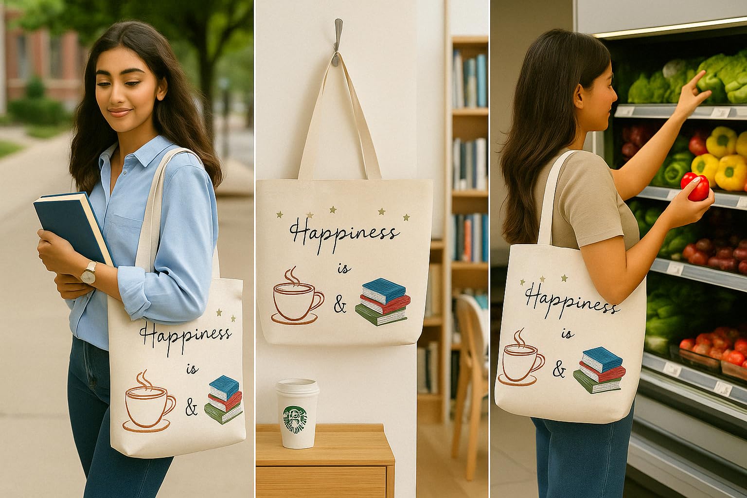 MASQ by Q-One Cute Genes Foldable Reusable Tote Bag for Women with Zip | College Bag for Girls | 100% Organic Canvas Tote for Shopping, Travel & Beach | Multi-Purpose Sturdy Bag.