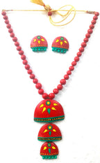 KARRU KRAFFT Designer Handpainted Terracotta Necklace Set | Handmade Clay Jewelry | Boho Ethnic Style | Lightweight & Skin Friendly