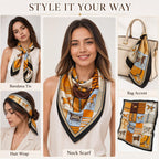 Kawn Silk Feel Square Scarf for Women 70x70cm | Floral Print Head Scarf, Bandana & Neck Scarf | Lightweight Boho Hair Wrap for Styling, Travel, Sleep & Everyday Wear (Instant Success)