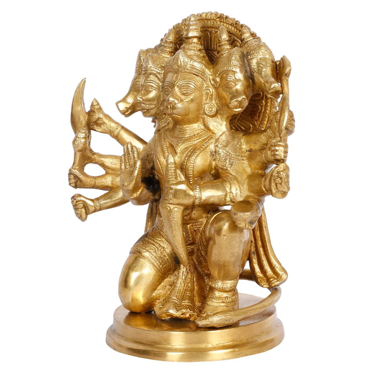 ARTVARKO Brass Bajrangbali Panchmukhi Murti Hanuman Ji Idol Statue Home Office Decor Gift Mandir Temple Size 9 Inches
