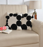 Furnistitchs Premium Decorative Throw Cushion Pillow Cover Boho Home Decor - Living Room Bedroom Couch Sofa Cushion Covers 16 inch x 16 inch (2, Black Circles)