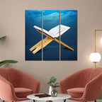 VIBECRAFTS 3 Pieces Quran Islamic Canvas Wall Painting Fitted With Wooden Frame For Home | Office | Living Room | Gifts (PTVC3Pcs1_9584)