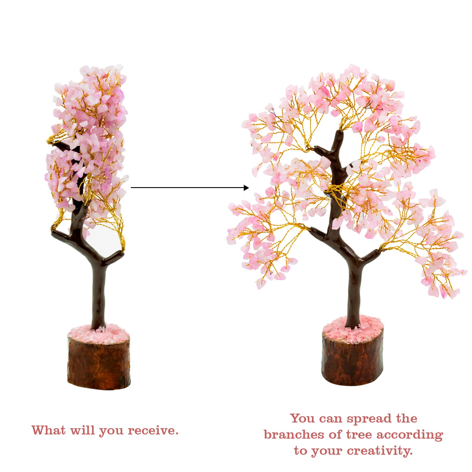 Vastu Vardan Rose Quartz Tree | 300 Beads | Love-Attracting Crystal Tree for Emotional Healing, Compassion, and Harmony | Spiritual Decor for Home and Office