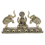 ARTVARKO Brass Gaj Lakshmi Elephant Idol Goddess Maha Laxmi Gajlaxmi Sitting Statue for Home Decor Puja Mandir Temple 8 Inch