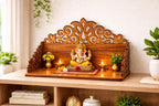Fliptic Wooden Mandir for Home | Pooja Mandir for Home & Office | Wooden Puja Ghar Stand for Prayer Room | Small Devghar Temple for Living Room Decor & Daily Worship