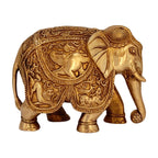 ARTVARKO Brass Elephant Trunk Down Ganesha & Animals Carving Vastu Hathi for Good Luck Success Prosperity Home Decor Gift | (LxWxH): 8x4x5.5 Inches Weight 3.2 Kg