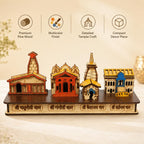 Char Dham Temple Wooden Model Yamunotri,Gangotri,Kedarnath&Badrinath 8 INCH