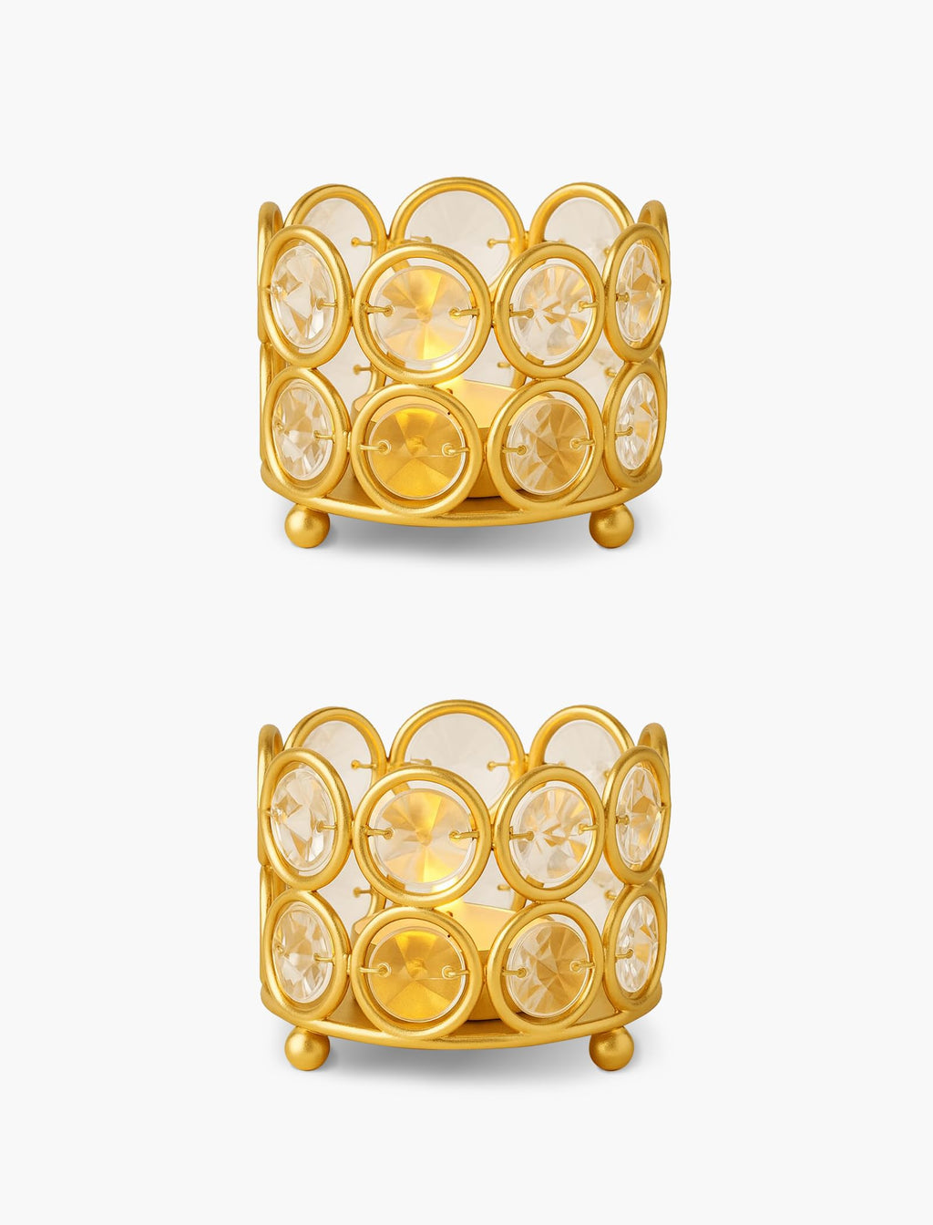 Homesake® Crystal Tea Light Candle Holders, Votives Bowl Candle Holders for Home Decoration, Diya Diwali Lights Centerpieces for Wedding Home Party Table Decoration, (Gold Set of 2)