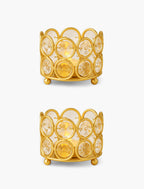 Homesake® Crystal Tea Light Candle Holders, Votives Bowl Candle Holders for Home Decoration, Diya Diwali Lights Centerpieces for Wedding Home Party Table Decoration, (Gold Set of 2)