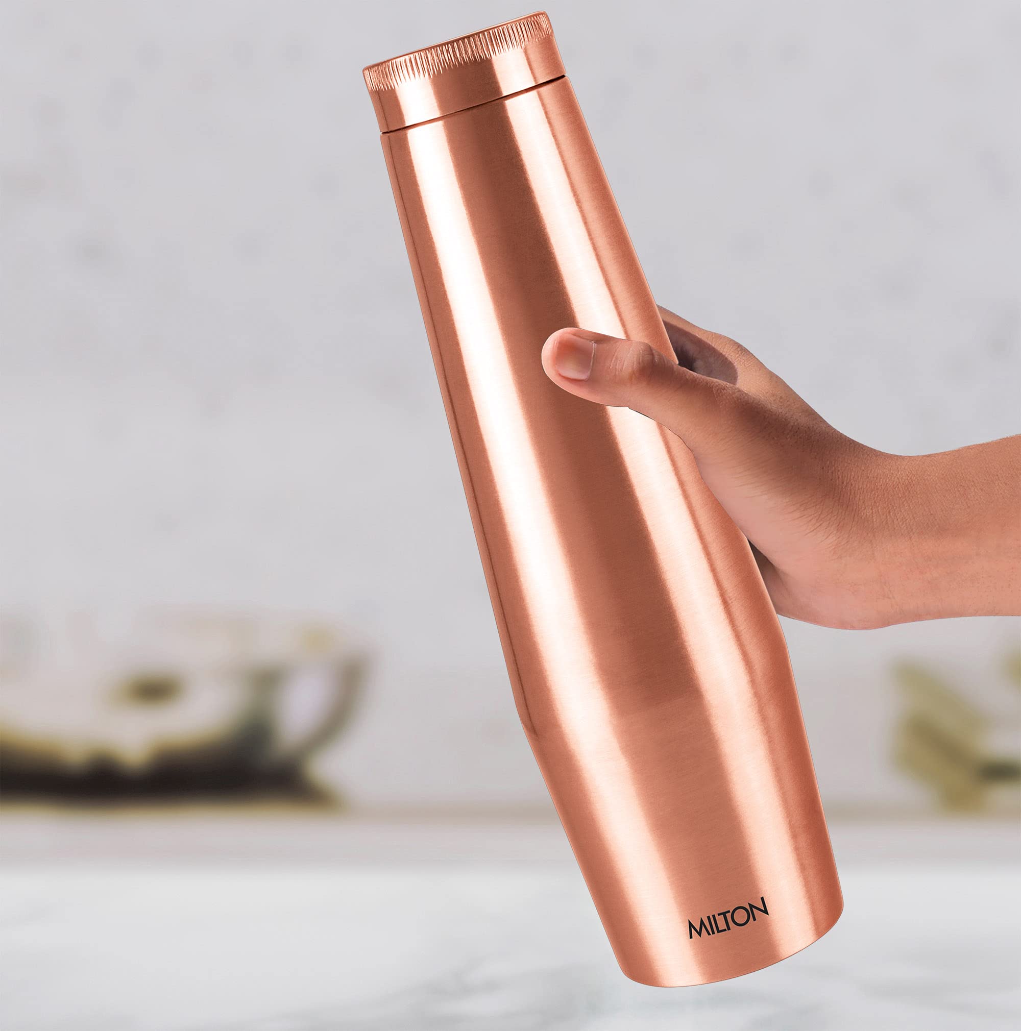 MILTON Copper Crown 1100 Water Bottle, Set of 2, 950 ml Each, Copper | 100% Leak Proof | Office, Home,Travel